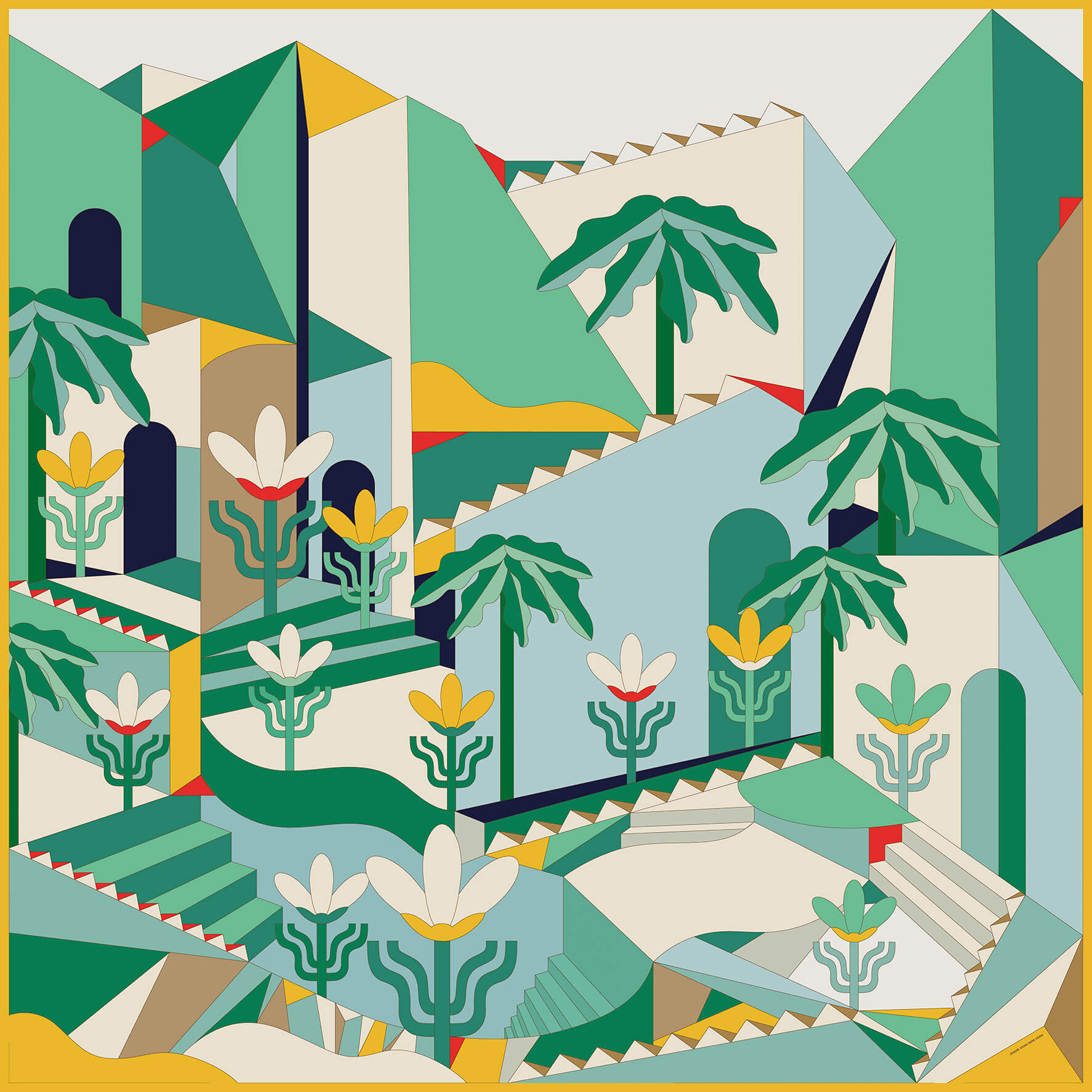 Jessie Zhao | Tropical Breeze Double Sided Silk Scarf