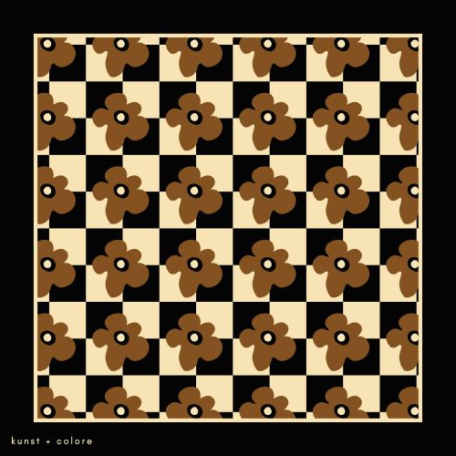 Cotton Bandana Scarf 50cm Square, Flower Power Chess By Kunst & Colore