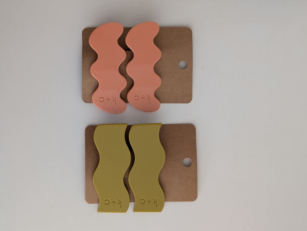 Wave Hair Clip 8cm in Caper