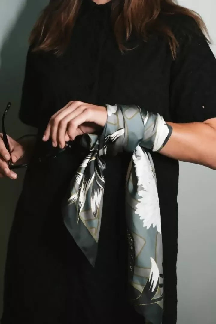 Black_and_white_floral_silk_scarf_with_modern_art_deco_pattern