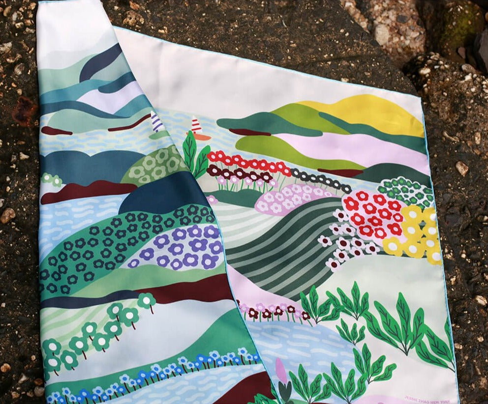 Jessie Zhao | Double Sided Silk Scarf of Summer