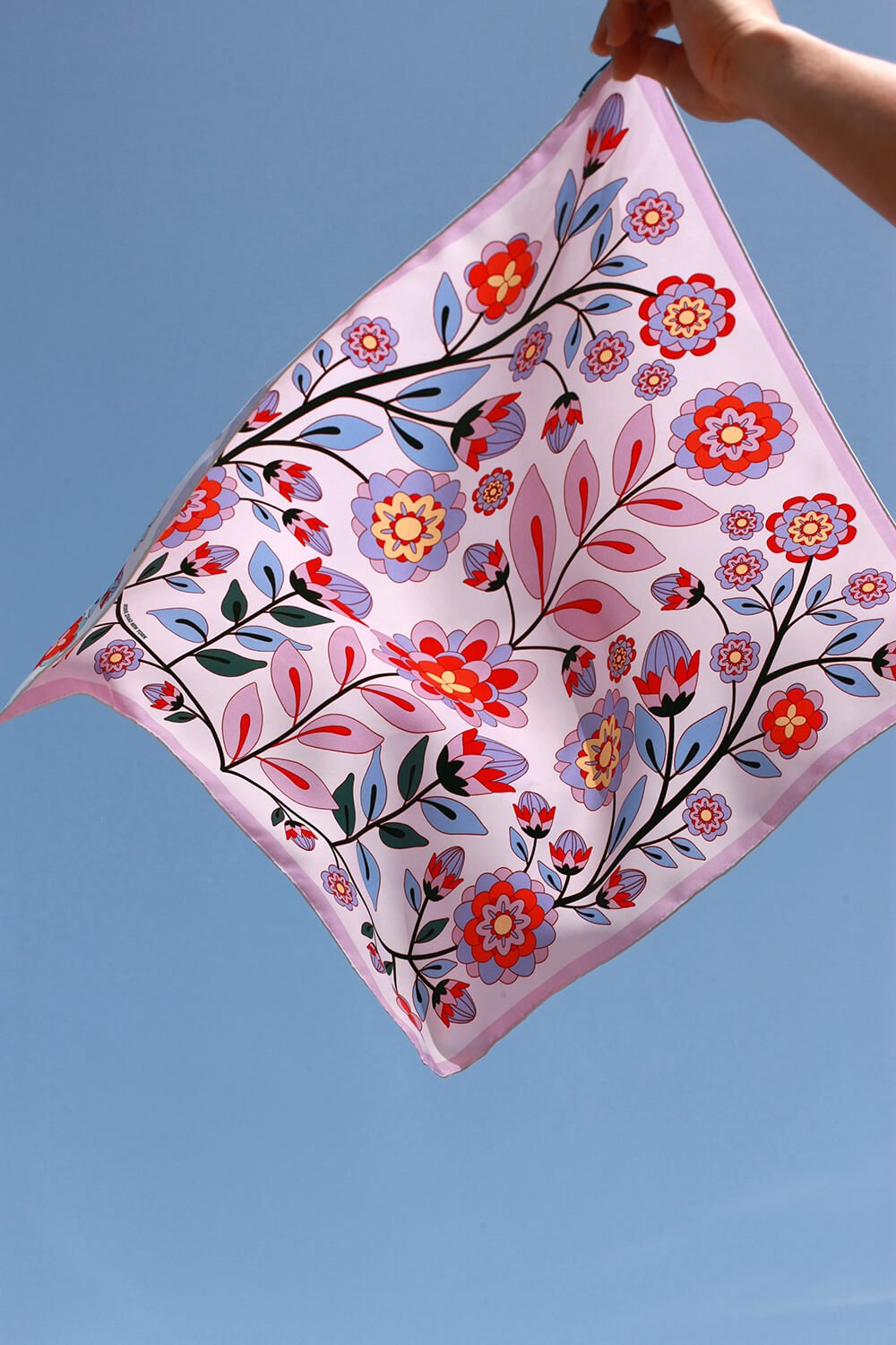 Jessie Zhao | Pink Garden 70cm Double Sided Silk Scarf