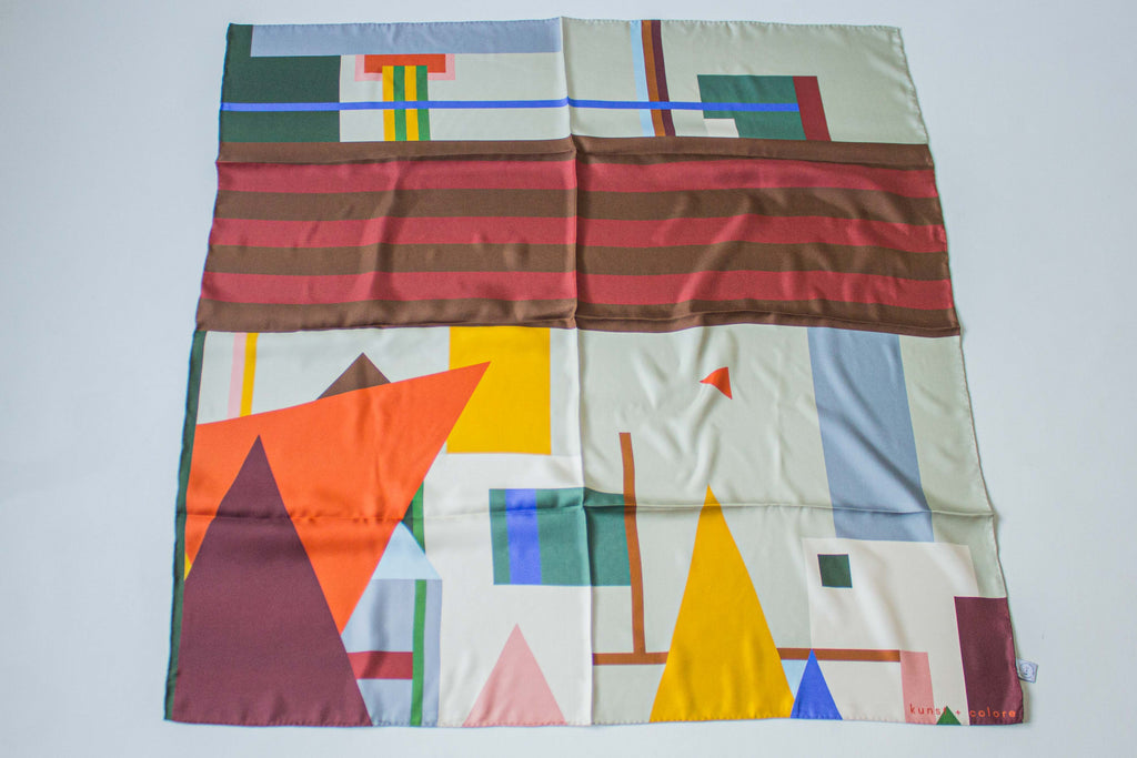 Mint Metropolis by Kunst & Colore, 90cm Silk Scarf