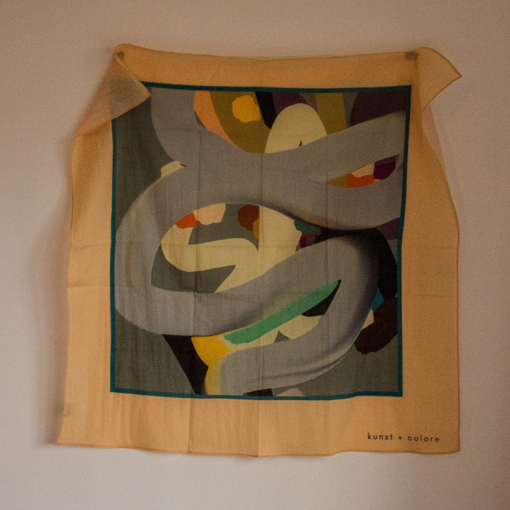 Cotton Bandana Scarf 70cm Square, Spontaneous Sketch In Rose By Kunst & Colore