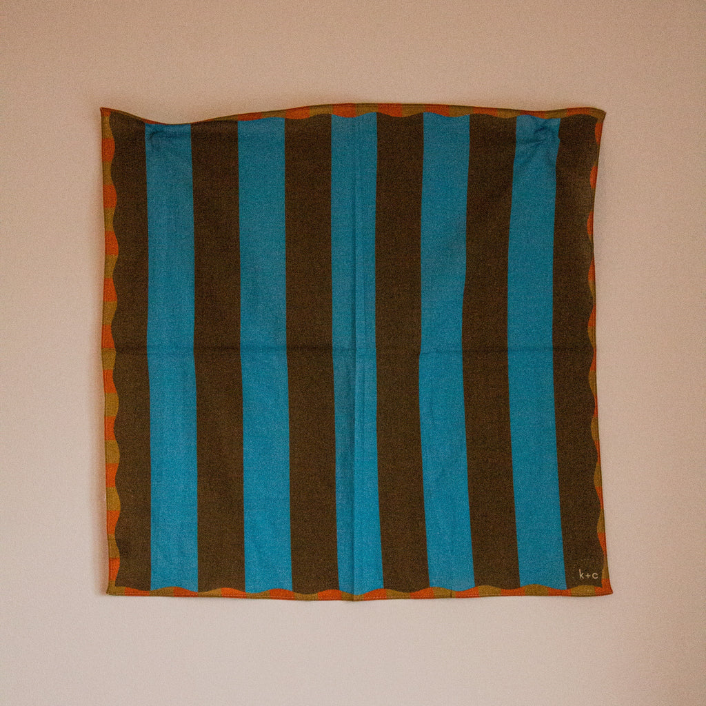 Cotton Bandana Scarf 50cm Square, Tessa Azure By Kunst & Colore