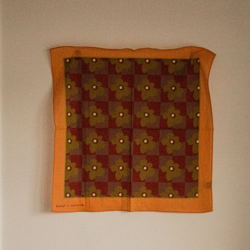 Cotton Bandana Scarf 50cm Square, Flower Power Raspberry By Kunst & Colore