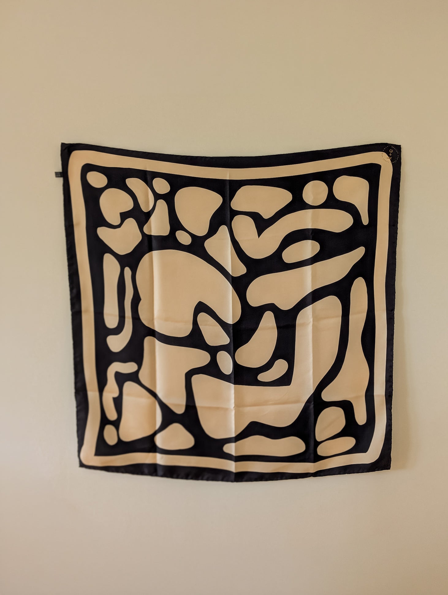 Crazy Pave In Ecru & Raven by Kunst & Colore, 70 cm Silk Scarf