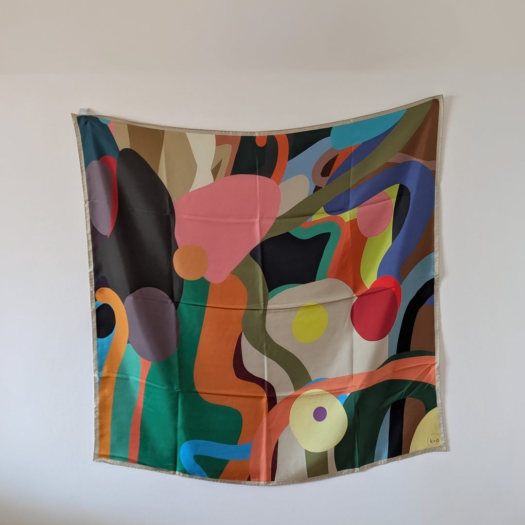 Colour Run in Coral by Kunst & Colore, 90cm Silk Scarf