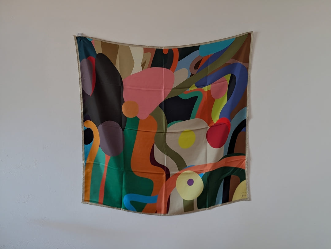 Colour Run in Coral by Kunst & Colore, 90cm Silk Scarf