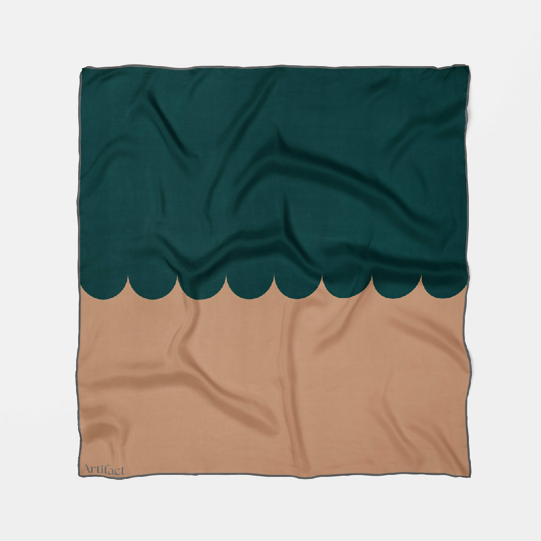 green_and_beige_square_silk_scarf