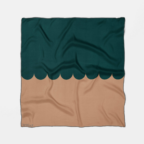 green_and_beige_square_silk_scarf
